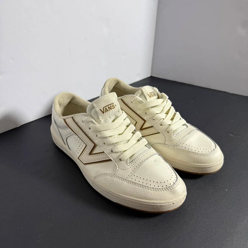 Vans Lowland CC ComfyCush‎ Marshmallow Tan Leather Skate Shoes Mens 7 Women 8.5